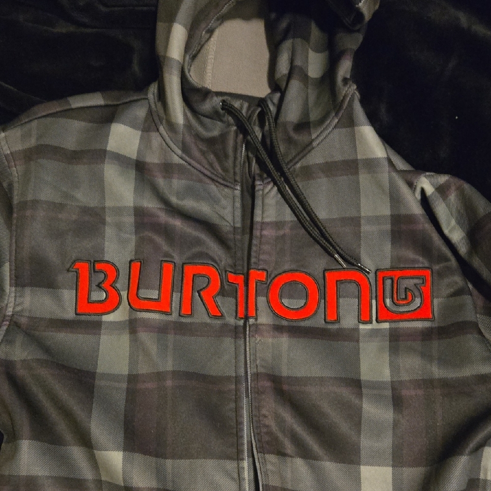 Burton Plaid Puffer Jacket - Gray and Red